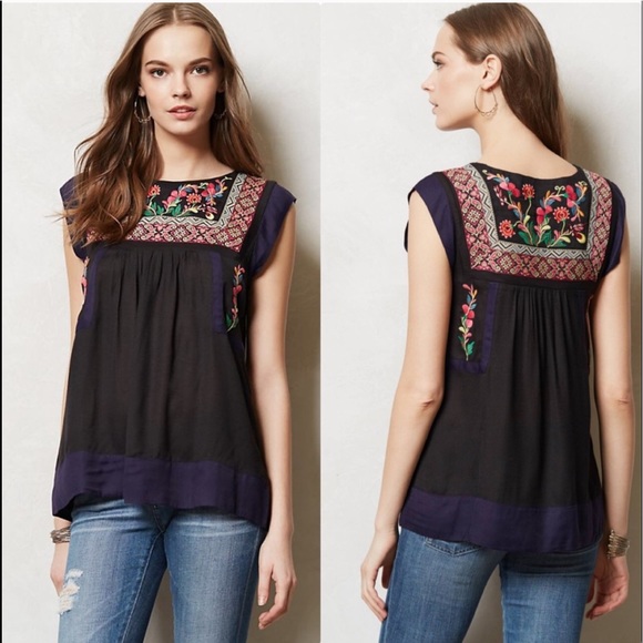 Anthropologie Tops - Anthropologie Floreat Kyra Embroidered Top GUC 8